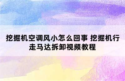 挖掘机空调风小怎么回事 挖掘机行走马达拆卸视频教程